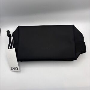 Rains Small Waterproof Wash Bag Black Minimalist Carry On Travel Pouch NWT